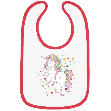 Discover Cute Rearing Rainbow Unicorn Falling Stars Bibs