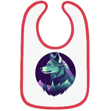 Discover Starry Night Wolf With Northern Light Colors Bibs
