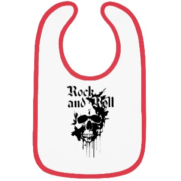 Discover rock and roll skull with black and white ink Bibs