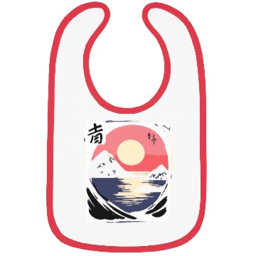 Discover zen cartoons japan nature mountains ocean Bibs