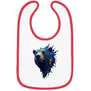 Discover Purple and Blue Paint Splash Art Bear Head Bibs