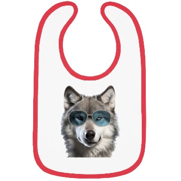 Discover Grey Wolf Wearing Blue Sunglasses Wildlife Animal Bibs