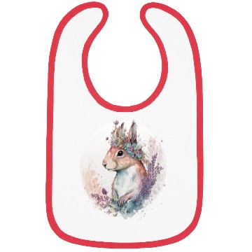 Discover Cute Watercolor Squirrel Flower Crown Animal Lover Bibs