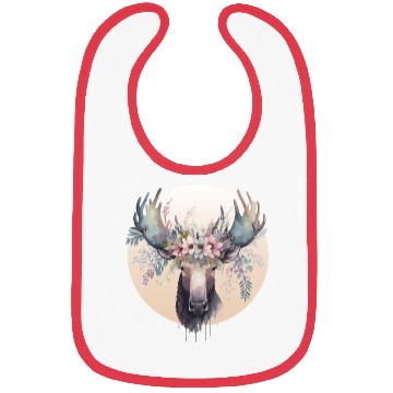 Discover Cute Moose Flower Crown Animal Lovers Bibs