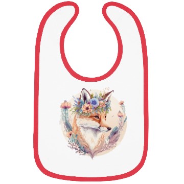 Discover Cute Watercolor Fox Flower Crown Boho Aesthetic Bibs