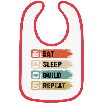 Discover Eat Sleep Build Repeat Master Builder Block Bibs