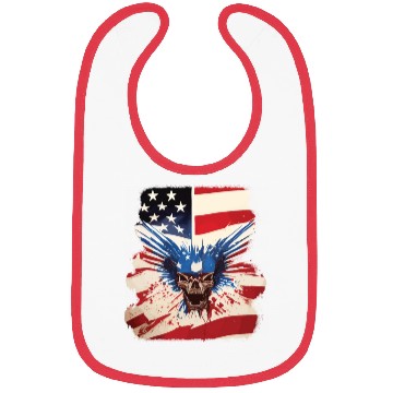 Discover Angry Skull Bursting Through US Flag Bibs