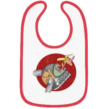 Discover Weird monkey in space grabbing banana Bibs