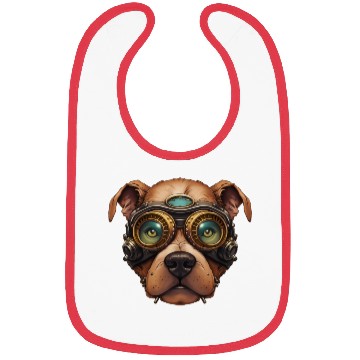 Discover Steampunk Pitbull Dog in Clockwork Glassess Bibs