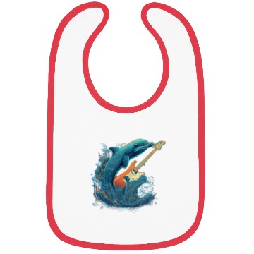 Discover Dolphin Playing Electric Guitar Rock Bibs