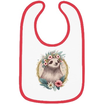 Discover Floral Sloth Flower Crown Cute Watercolor Bibs