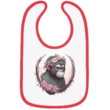 Discover Cute Monkey Flower Crown Monkeys Lover Bibs