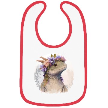 Discover Watercolor Lizard Flower Crown Floral Reptile Love Bibs