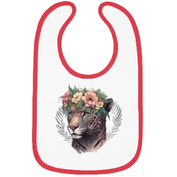 Discover Watercolor Jaguar Flower Crown Wild Cat Lover Bibs
