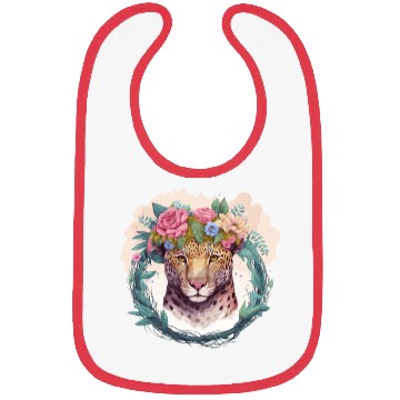 Discover Jaguar Flower Crown Floral Watercolor Bibs