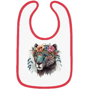 Discover Cute Jaguar Flower Crown Africa Safari Animal Love Bibs