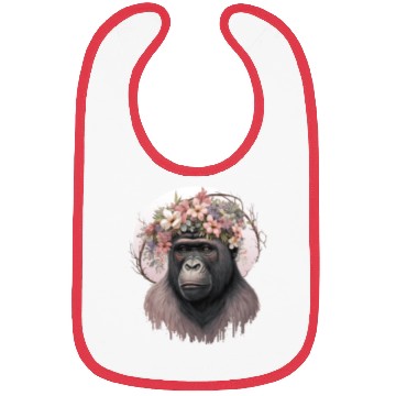 Discover Floral Gorilla Flower Crown Monkey Lover Bibs