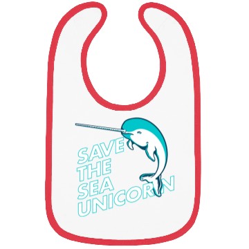 Discover Funny Save the Sea Unicorn Narwhal Bibs
