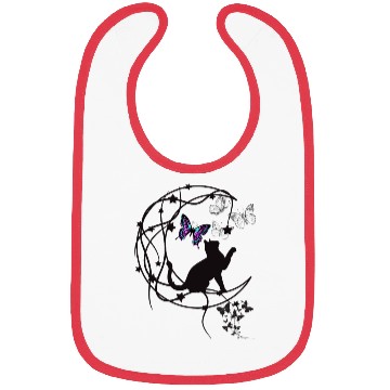 Discover Decorative Black Cat Silhouette With Butterflies Bibs