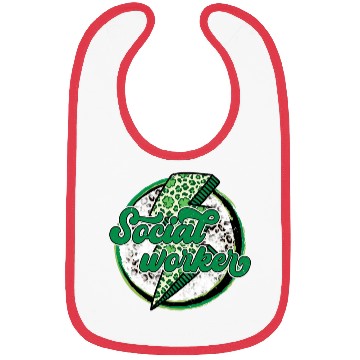 Discover Leopard Lightning Shamrock Social Worker Day Bibs