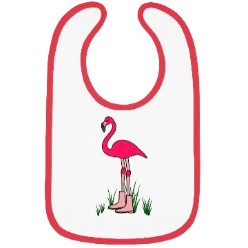 Discover Flamingo with boots art animal print bird pink Bibs