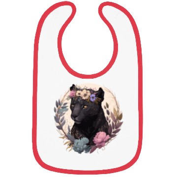 Discover Cute Black Leopard Watercolor Flower Crown Boho Ae Bibs