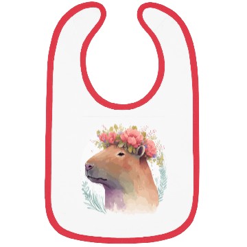 Discover Watercolor Capybara Rodent Flower Crown Animal Lov Bibs