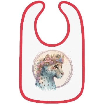 Discover Cute Cheetah Flower Crown Floral Watercolor Animal Bibs