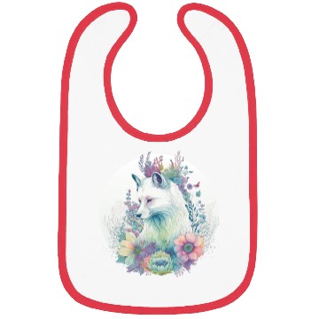 Discover Cute Arctic Fox Flower Crown Animal Lovers Bibs