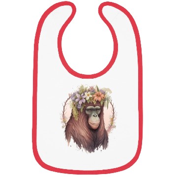 Discover Cute Orangutan Flower Crown Monkey Lover Bibs