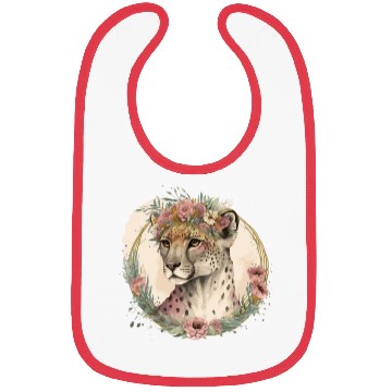 Discover Cute Watercolor Cheetah Flower Crown Safari Animal Bibs