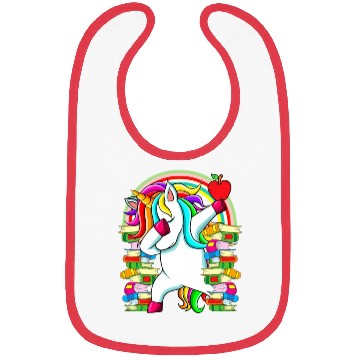 Discover Womens Reading Teacher Dabbing Unicorn Elementary Bibs