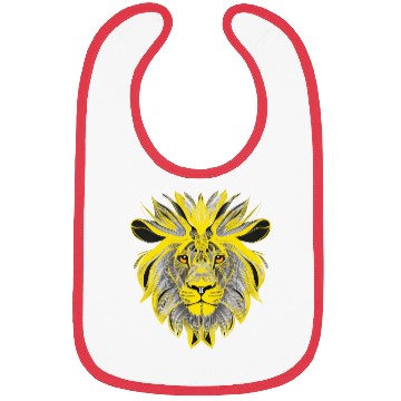Discover Lion Art Design Portrait Illustration yellow Bibs