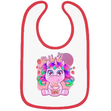 Discover Funny Kawaii Unicorn Strawberry Milk Shake Bibs
