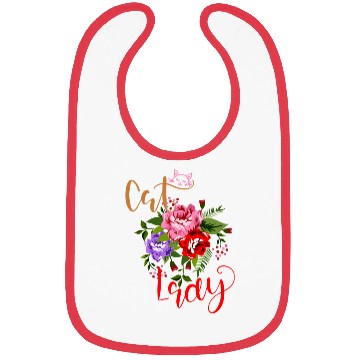 Discover Flowery Cat Lady Bibs