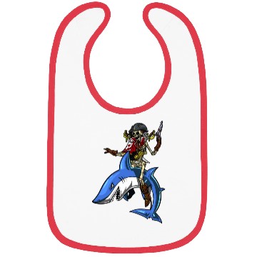 Discover Skeleton Pirate Sailor Riding Shark Ocean Fantasy Bibs
