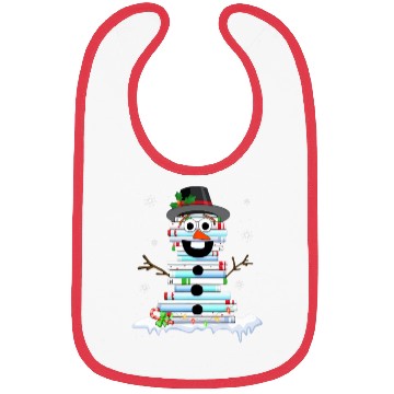 Discover snowman book stack librarian book lover christmas Bibs