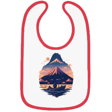 Discover Serene Mount Fuji Sunset Peaceful River Scenery Bibs