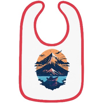 Discover Serene Mount Fuji Sunset Peaceful River Scenery Bibs