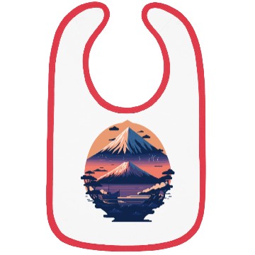 Discover Serene Mount Fuji Sunset Peaceful River Scenery Bibs