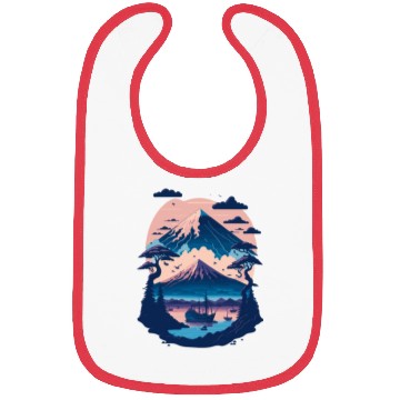 Discover Serene Mount Fuji Sunset Peaceful River Scenery Bibs
