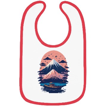 Discover Serene Mount Fuji Sunset Peaceful River Scenery Bibs