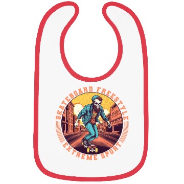 Discover Skull Skeleton Skateboard Skater Gift Idea Bibs