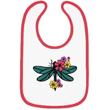 Discover dragonfly with colorful flowers Bibs