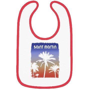 Discover Saint Martin Sunset Vacation Souvenir Palm Tree Bibs