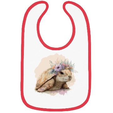 Discover Cute Watercolor Tortoise Turtle Flower Crown Anima Bibs