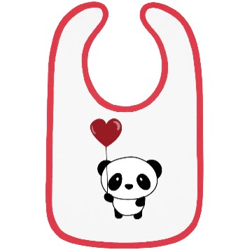 Discover Cute Chibi Panda Valentine Balloon Heart Bibs