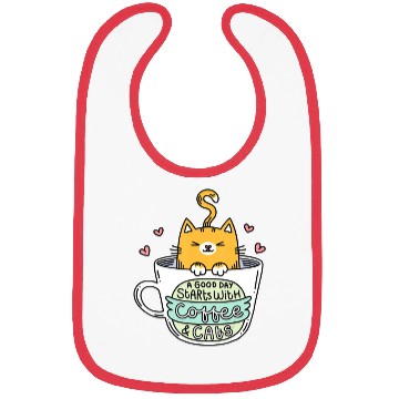 Discover Orange Cat Women Cat Lover Coffee Cats Bibs