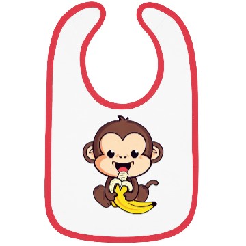 Discover cute monkey eats a banana Bibs