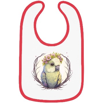 Discover Artistic Watercolor Parakeet Bird Flower Crown Pet Bibs